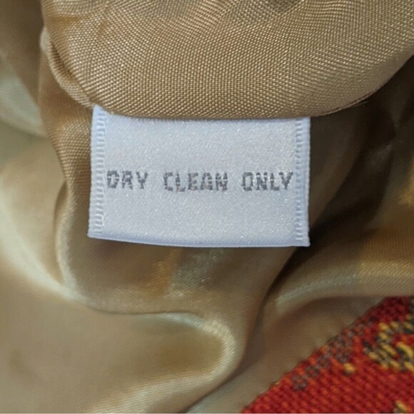 Vintage Blazer Women 14 Paisley Tapestry Worthington Orange Woven Cotton Jacket - Picture 7 of 11